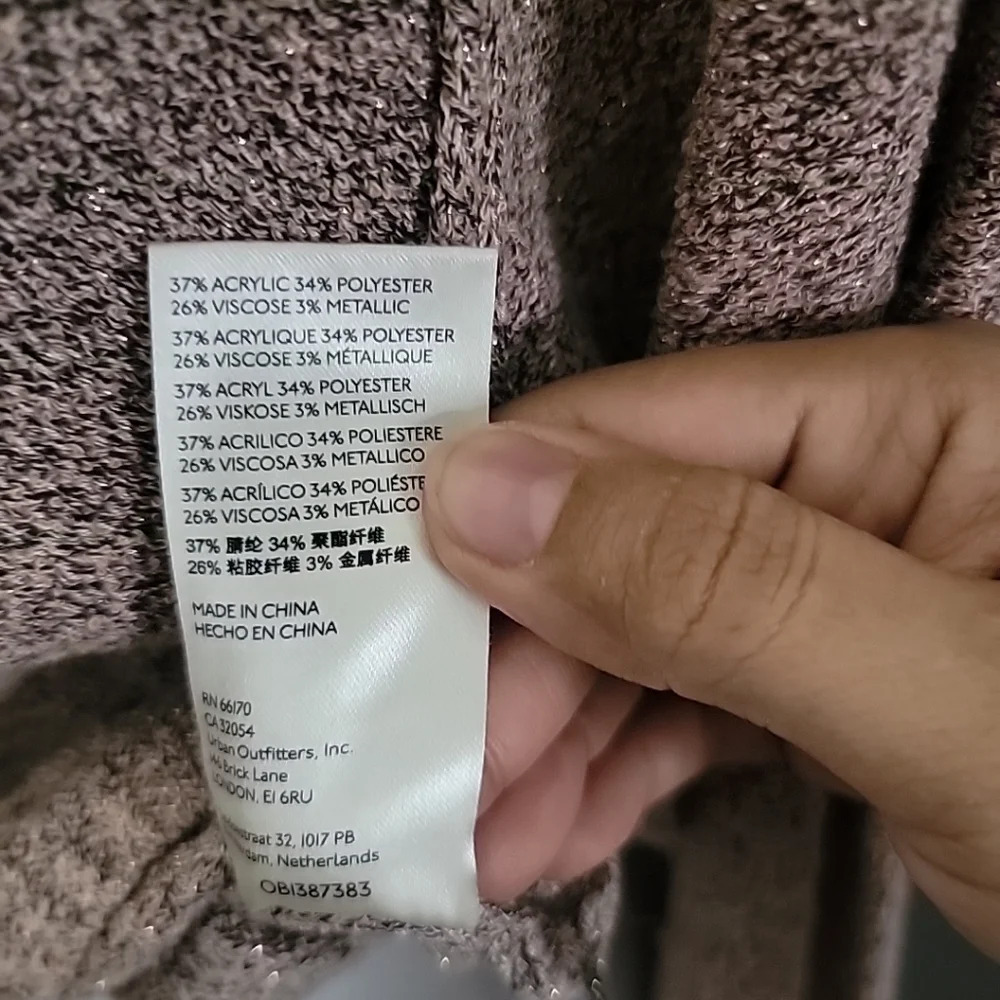 FREE PEOPLE S Going For Gold Wrap Sweater Dusty Rose Pink Knit Metallic V Neck - Picture 6 of 7